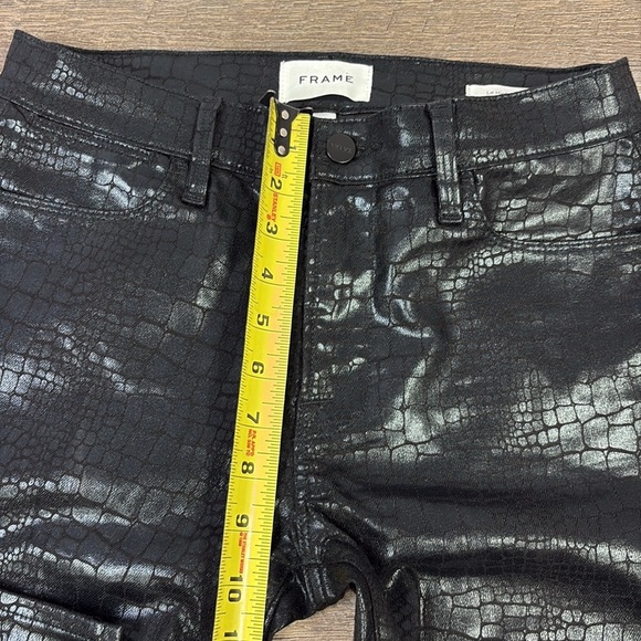 Frame Le High Skinny in Noir Croc Size 27 - Picture 10 of 12